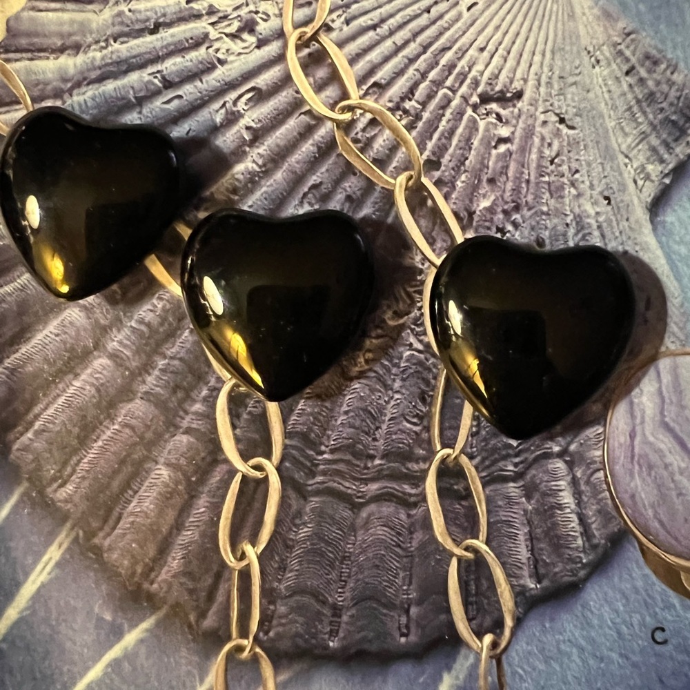 Black Obsidian hearts (3)